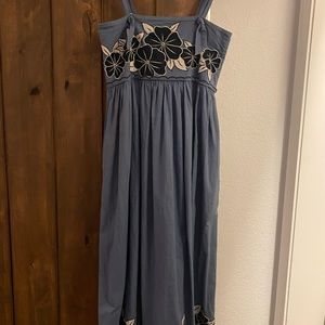 GREAT brand blue tropical midi dress